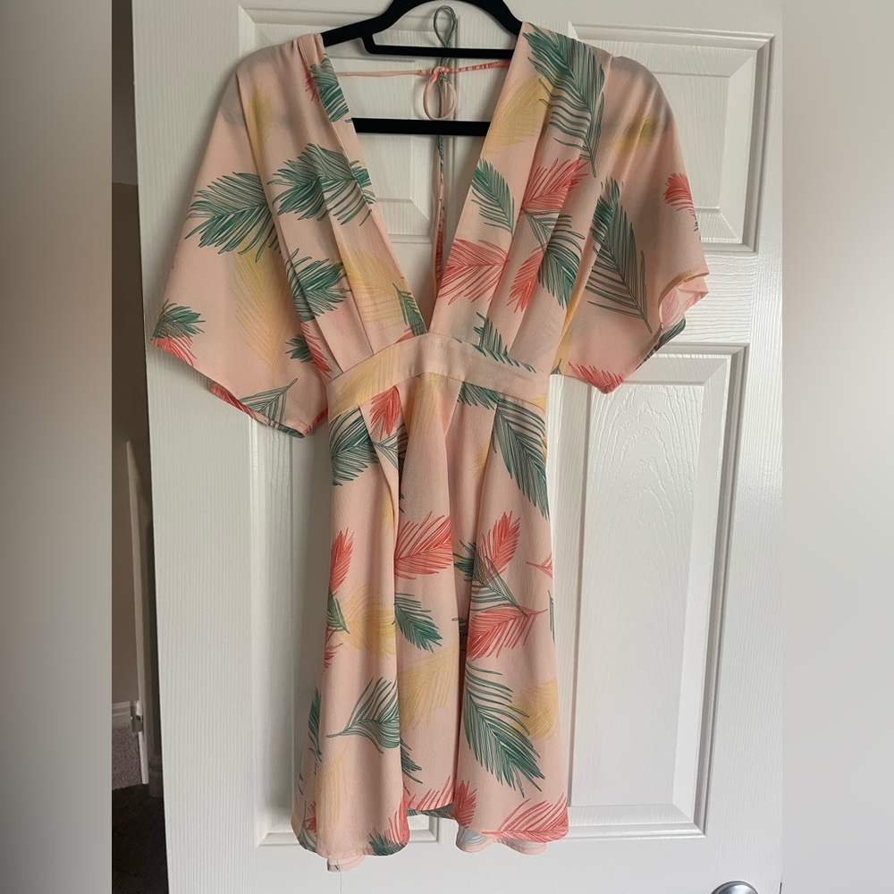 Floral V-Neck Dress in Pink and Green